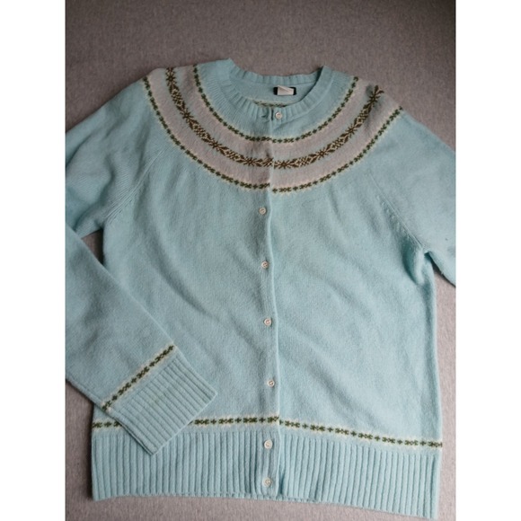 J. Crew Sweaters - J Crew Sweater XL Cardigan Lambs Wool Fair Isle Preppy Cottage Boho Bohemian